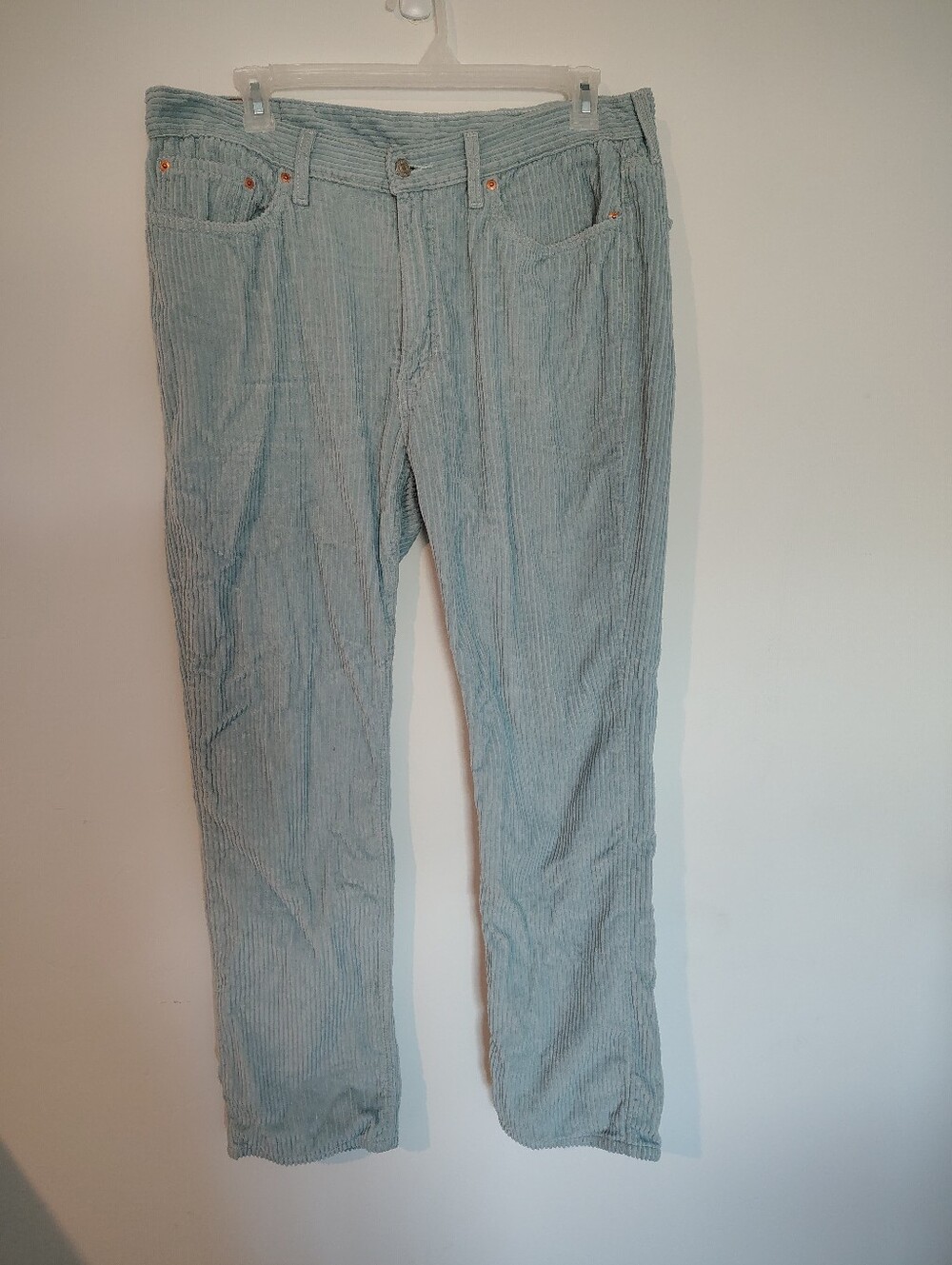 Levi's 514 Men's Straight Leg Pastel Blue Corduroy Pants, Size 38/32